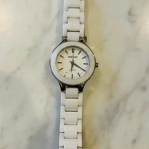 DKNY White Dial White Ceramic Ladies Watch